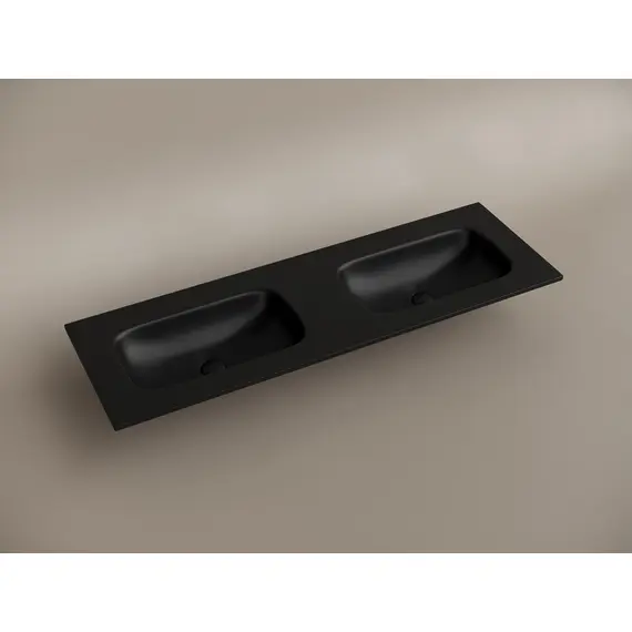 РАКОВИНА НАКЛАДНАЯ МЕБЕЛЬНАЯ CERAMICANOVA GRACE ПРЯМОУГОЛЬНАЯ 1410X457X137 ММ С ДВУМЯ ЧАШАМИ БЕЗ ОТВЕРСТИЙ ПОД СМЕСИТЕЛЬ, ЧЕРНЫЙ МАТОВЫЙ