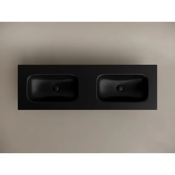 РАКОВИНА НАКЛАДНАЯ МЕБЕЛЬНАЯ CERAMICANOVA GRACE ПРЯМОУГОЛЬНАЯ 1410X457X137 ММ С ДВУМЯ ЧАШАМИ БЕЗ ОТВЕРСТИЙ ПОД СМЕСИТЕЛЬ, ЧЕРНЫЙ МАТОВЫЙ