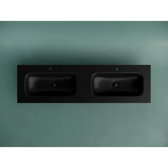 РАКОВИНА НАКЛАДНАЯ МЕБЕЛЬНАЯ CERAMICANOVA GRACE ПРЯМОУГОЛЬНАЯ 1610X457X137 ММ С ДВУМЯ ЧАШАМИ И ОТВЕРСТИЯМИ ПОД СМЕСИТЕЛЬ, ЧЕРНЫЙ МАТОВЫЙ
