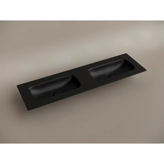 РАКОВИНА НАКЛАДНАЯ МЕБЕЛЬНАЯ CERAMICANOVA GRACE ПРЯМОУГОЛЬНАЯ 1610X457X137 ММ С ДВУМЯ ЧАШАМИ БЕЗ ОТВЕРСТИЙ ПОД СМЕСИТЕЛЬ, ЧЕРНЫЙ МАТОВЫЙ