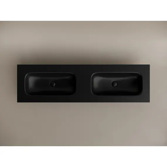 РАКОВИНА НАКЛАДНАЯ МЕБЕЛЬНАЯ CERAMICANOVA GRACE ПРЯМОУГОЛЬНАЯ 1610X457X137 ММ С ДВУМЯ ЧАШАМИ БЕЗ ОТВЕРСТИЙ ПОД СМЕСИТЕЛЬ, ЧЕРНЫЙ МАТОВЫЙ