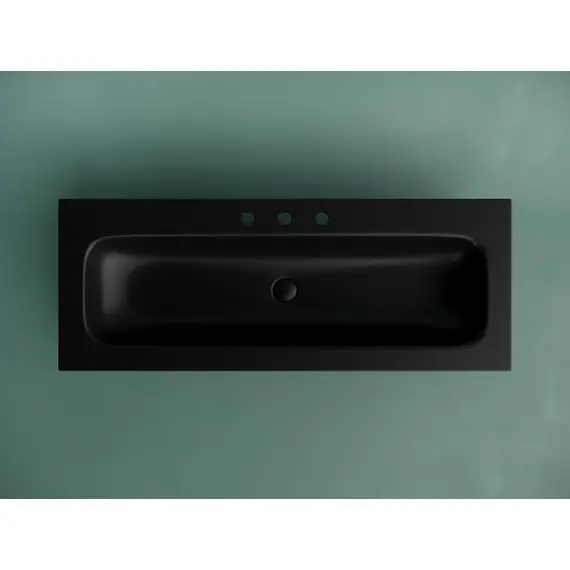 РАКОВИНА НАКЛАДНАЯ МЕБЕЛЬНАЯ CERAMICANOVA GRACE ПРЯМОУГОЛЬНАЯ 1210X457X137 ММ С ТРЕМЯ ОТВЕРСТИЯМИ ПОД СМЕСИТЕЛЬ, ЧЕРНЫЙ МАТОВЫЙ