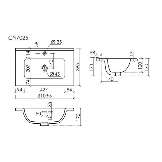 CN7025 РАКОВИНА МЕБЕЛЬНАЯ НАКЛАДНАЯ CERAMICANOVA COMPACT 610X395X170, БЕЛЫЙ