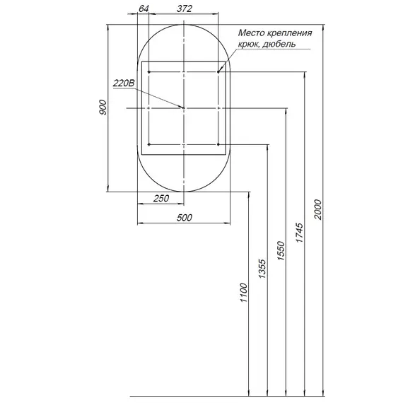 ЗЕРКАЛЬНЫЙ ШКАФ AQUANET МОНТЕ 50 БЕЛЫЙ, С LED ПОДСВЕТКОЙ