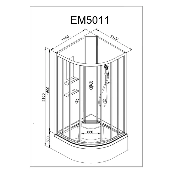 ДУШЕВАЯ КАБИНА AVACAN EM5011 N LED С ГИДРОМАССАЖЕМ