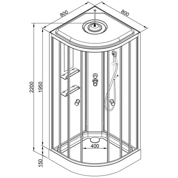 ДУШЕВАЯ КАБИНА AVACAN EM1580 LED