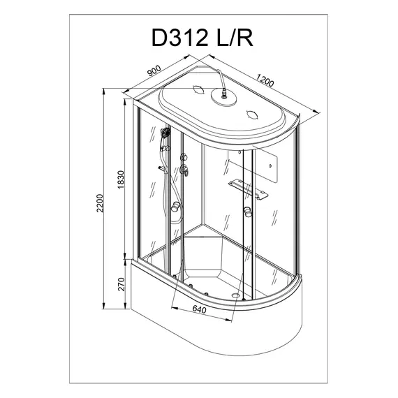 ДУШЕВАЯ КАБИНА AVACAN D312S LED L