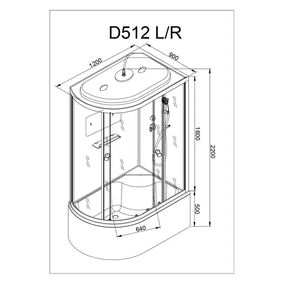 ДУШЕВАЯ КАБИНА AVACAN D512S R С ЭЛЕКТРИКОЙ