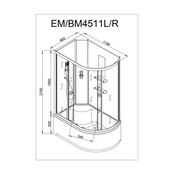 ДУШЕВАЯ КАБИНА AVACAN EM 4511 N R