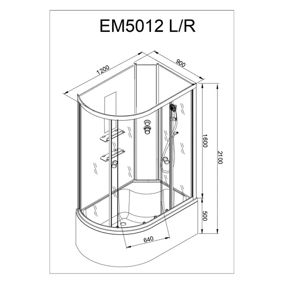 ДУШЕВАЯ КАБИНА AVACAN EM 5012 N R