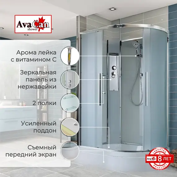 ДУШЕВАЯ КАБИНА AVACAN EM3912LN БЕЗ КРЫШИ