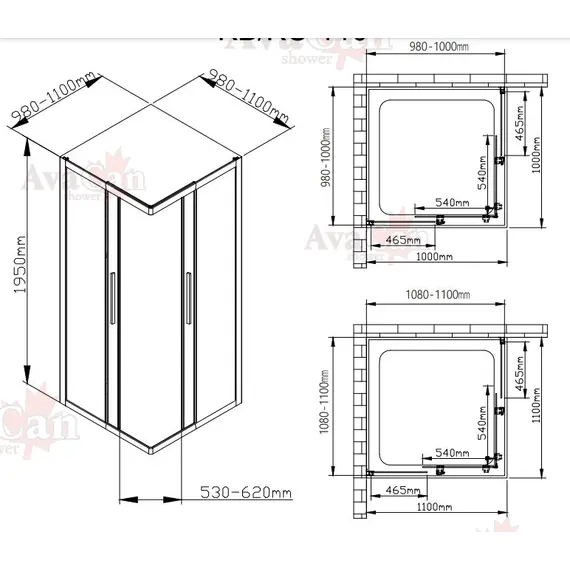 ДУШЕВОЙ УГОЛОК AVACAN KB 100-110 MT