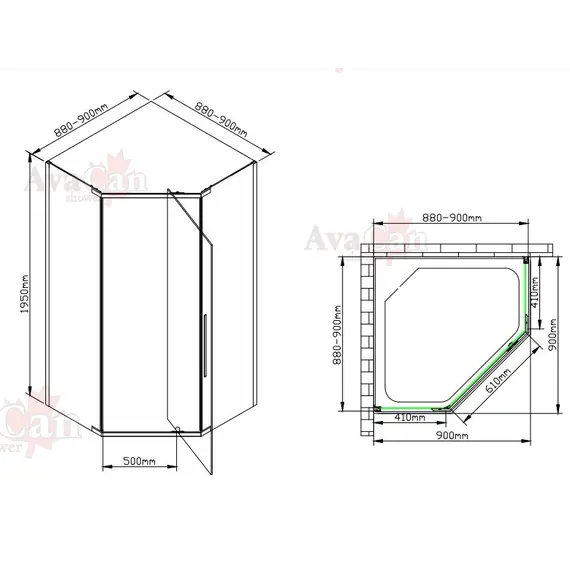 ДУШЕВОЙ УГОЛОК AVACAN PB 90