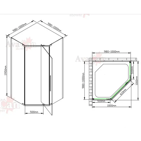 ДУШЕВОЙ УГОЛОК AVACAN PB 100 MT