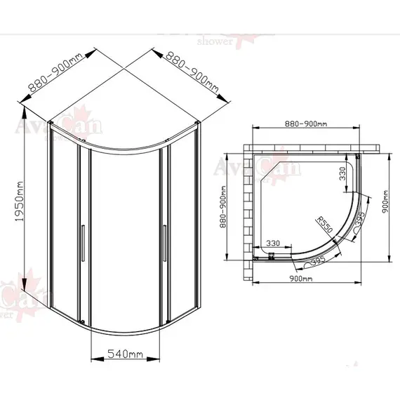 ДУШЕВОЙ УГОЛОК AVACAN HB 90
