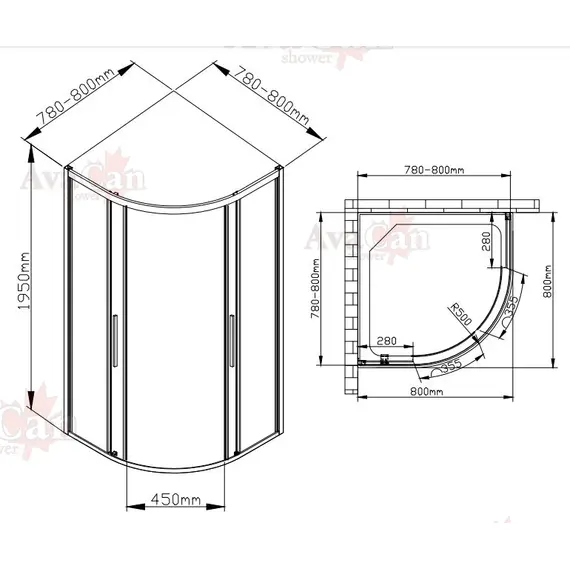 ДУШЕВОЙ УГОЛОК AVACAN HC 80
