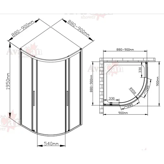 ДУШЕВОЙ УГОЛОК AVACAN HC 90 MT