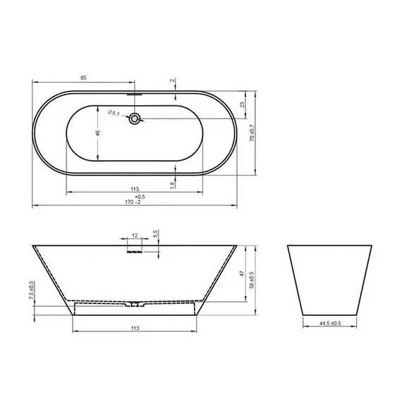 ВАННА ИЗ ИСКУССТВЕННОГО МРАМОРА RIHO BARCELONA 170X70