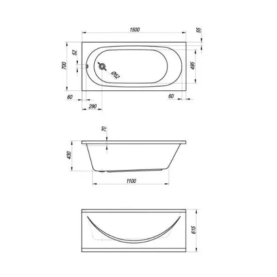 ВАННА АКРИЛОВАЯ KOLPA SAN TAMIA 150*70