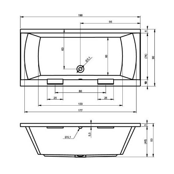 ВАННА АКРИЛОВАЯ RIHO JULIA 190X90
