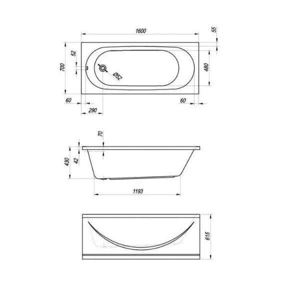 ВАННА АКРИЛОВАЯ KOLPA SAN TAMIA 160*70