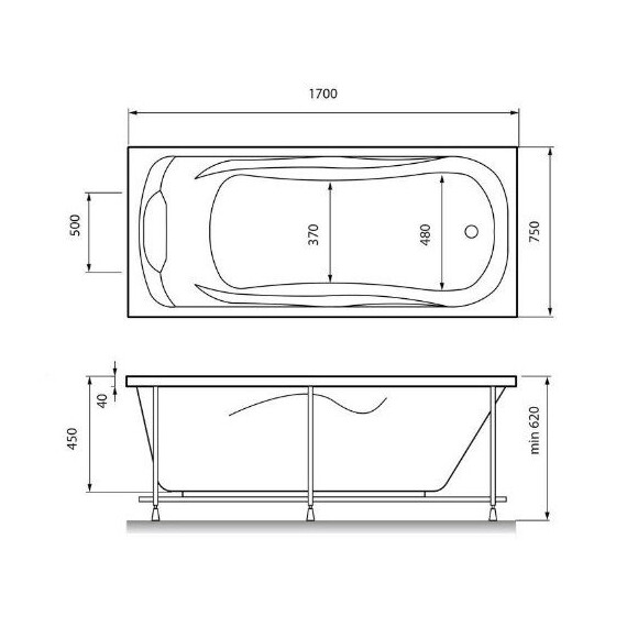 ВАННА АКРИЛОВАЯ RELISAN MARINA 170X75