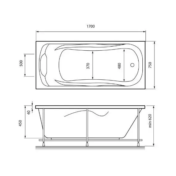 ВАННА АКРИЛОВАЯ RELISAN MARINA 170X75