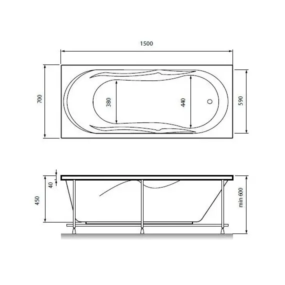 ВАННА АКРИЛОВАЯ RELISAN DARIA 150X70
