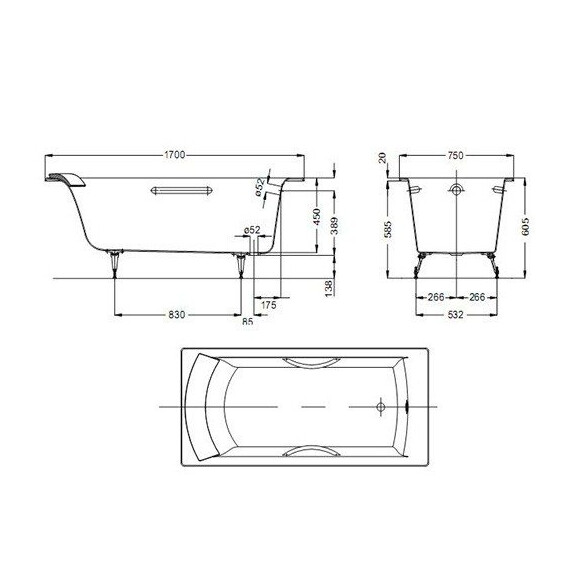 JACOB DELAFON BIOVE E2930 С ОТВЕРСТИЯМИ ДЛЯ РУЧЕК