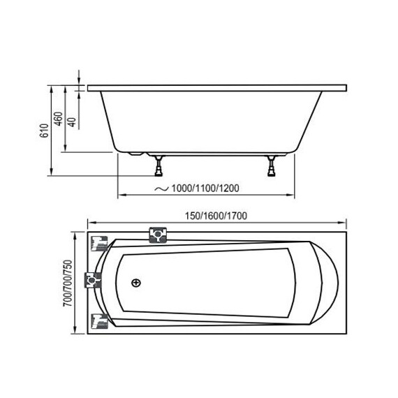 ВАННА АКРИЛОВАЯ RAVAK DOMINO 170X75