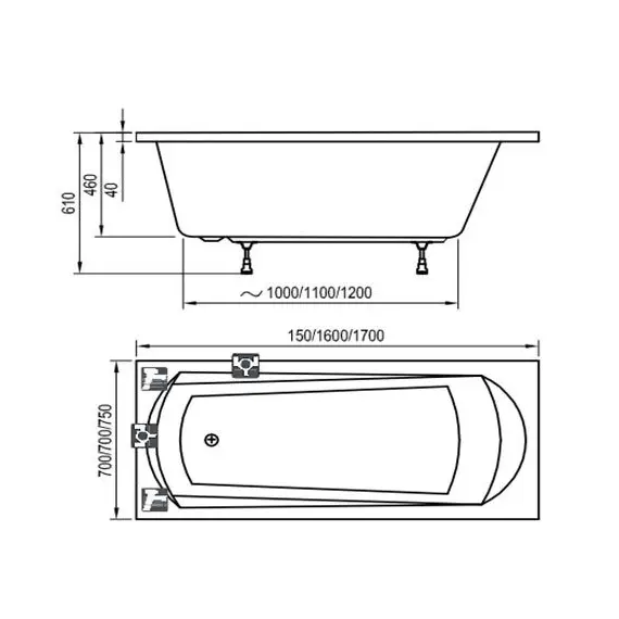 ВАННА АКРИЛОВАЯ RAVAK DOMINO 170X75