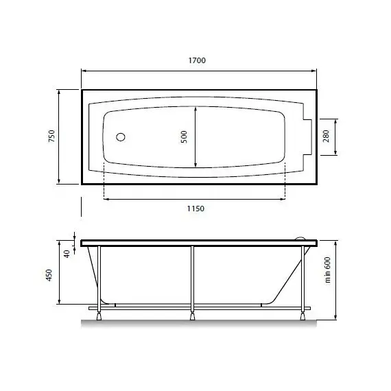 ВАННА АКРИЛОВАЯ RELISAN KRISTINA 170Х75