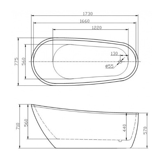 ВАННА АКРИЛОВАЯ BELBAGNO BB15 ВАННА АКРИЛОВАЯ BELBAGNO BB15