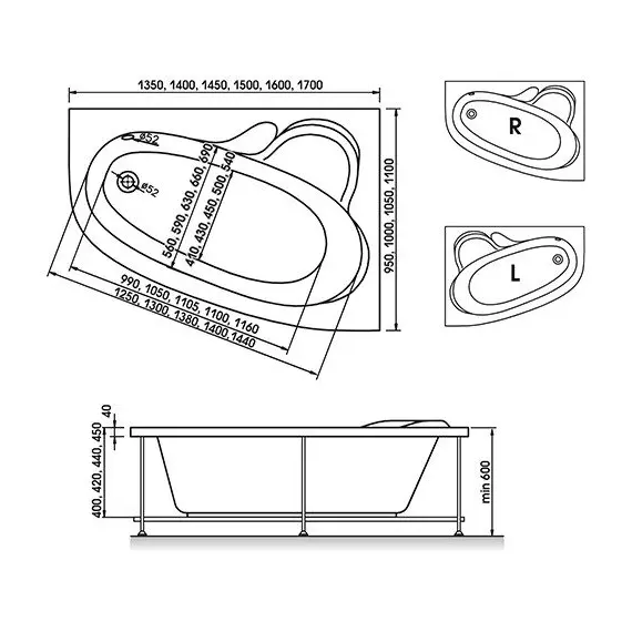 ВАННА АКРИЛОВАЯ RELISAN ARIADNA L 145X95