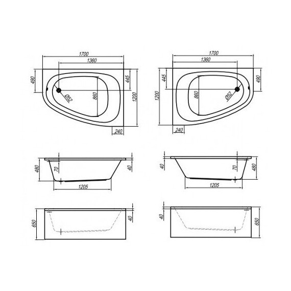 ВАННА АКРИЛОВАЯ KOLPA SAN CHAD 170X120 L/R