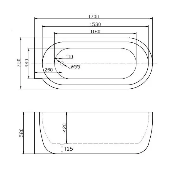 ВАННА АКРИЛОВАЯ BELBAGNO BB11 170 ЛЕВАЯ ИЛИ ПРАВАЯ