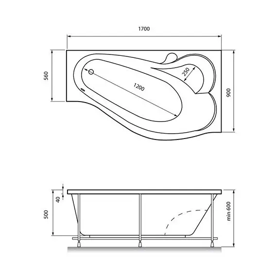 ВАННА АКРИЛОВАЯ RELISAN ISABELLA L 170X90