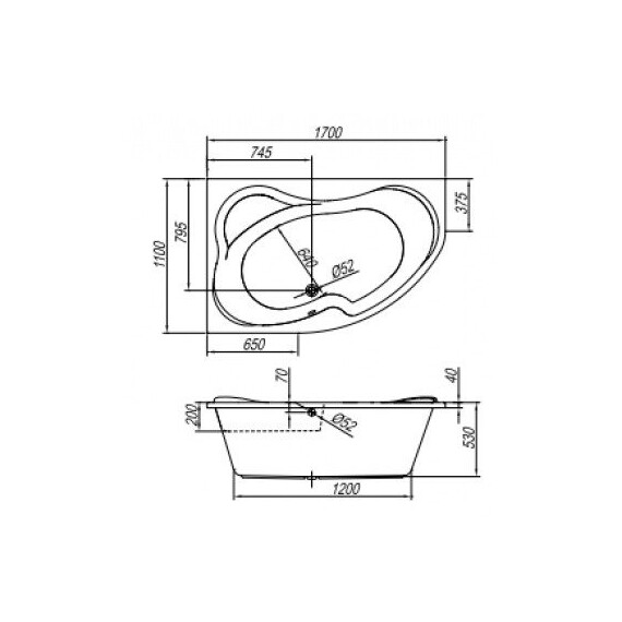 ВАННА АКРИЛОВАЯ KOLPA SAN LULU 170*110 L/R ВАННА АКРИЛОВАЯ KOLPA SAN LULU 170*110 L/R