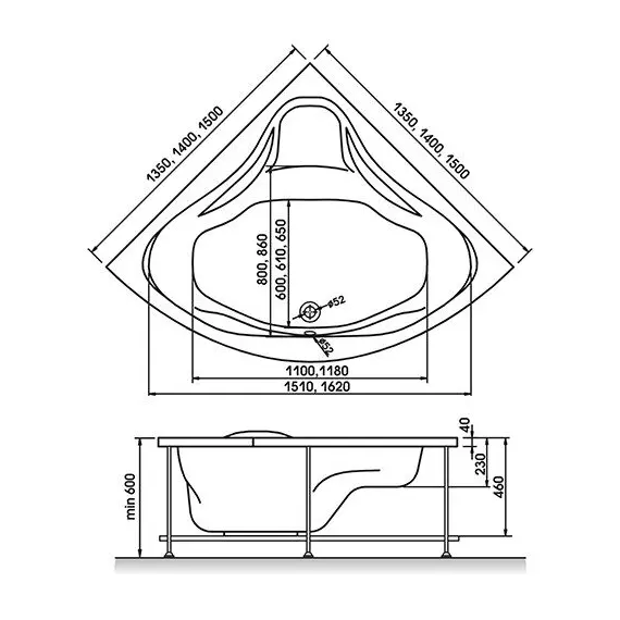 ВАННА АКРИЛОВАЯ RELISAN MIRA 135X135
