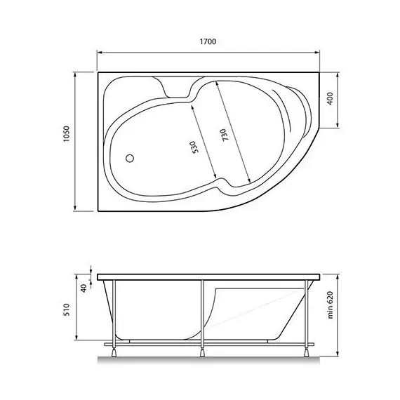 ВАННА АКРИЛОВАЯ RELISAN SOFI L 170X105