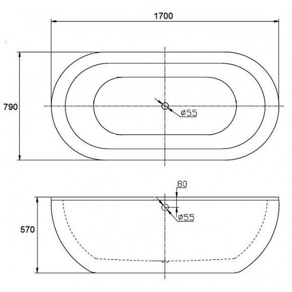ВАННА АКРИЛОВАЯ BELBAGNO BB13 170