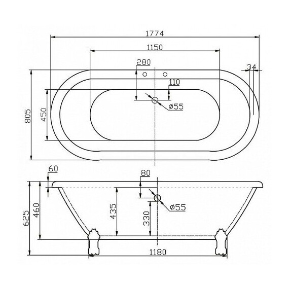 ВАННА АКРИЛОВАЯ BELBAGNO BB21
