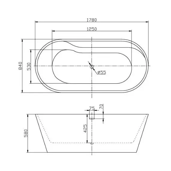 ВАННА АКРИЛОВАЯ BELBAGNO BB14 NERO/BIA
