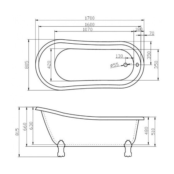 ВАННА АКРИЛОВАЯ BELBAGNO BB04