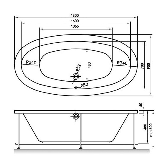 ВАННА АКРИЛОВАЯ RELISAN NEONA 180X90