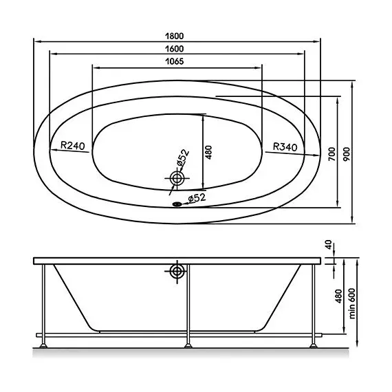 ВАННА АКРИЛОВАЯ RELISAN NEONA 180X90