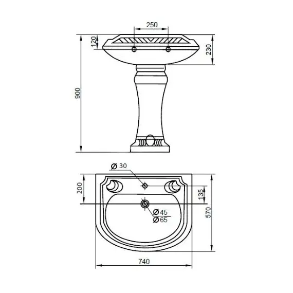 РАКОВИНА С ПЬЕДЕСТАЛОМ CEZARES KING PALACE