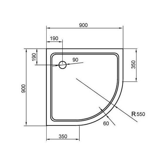ДУШЕВОЙ ПОДДОН CEZARES TRAY-A-R-90-550-15-W