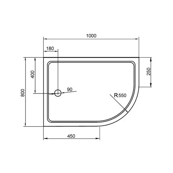 ДУШЕВОЙ ПОДДОН CEZARES TRAY-A-RH-100/80-550-15-W-L/R