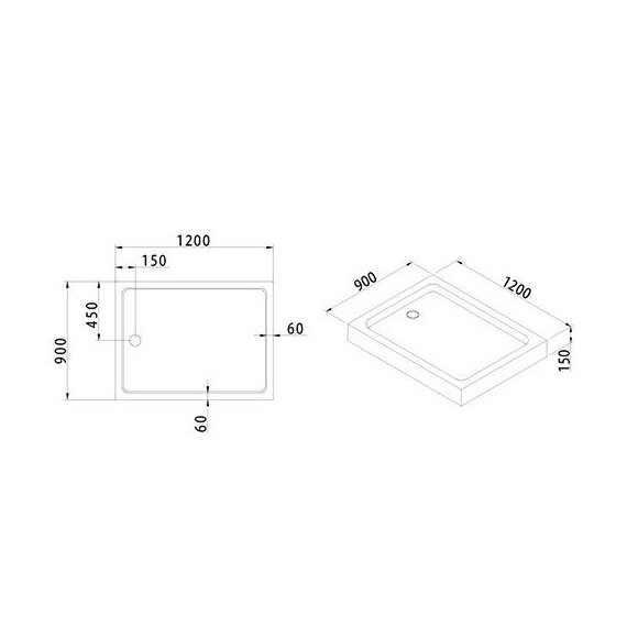 ДУШЕВОЙ ПОДДОН CEZARES TRAY-A-AH-120/90-15-W